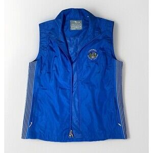Page & Tuttle Womens Blue Athletic Windbreaker Zip Up Vest Sz Medium Zip Pockets